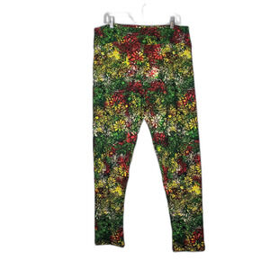 LuLaRoe Green Yellow Red Floral Leggings PJ Pajama Pants Womens Plus Size TC2